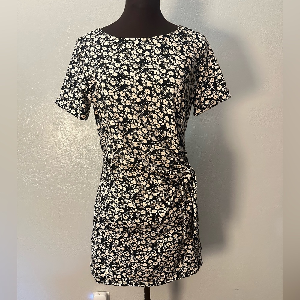 Sezane Pippa Short T Shirt Dress Black Floral NWT S